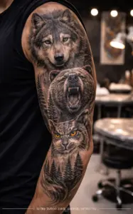wolf-bear-cat-tattoo