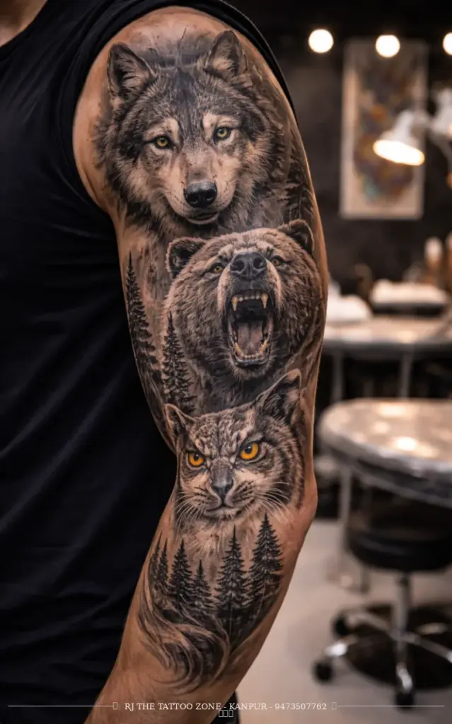 wolf-bear-cat-tattoo